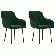 VidaXL Chaises à manger lot de 2 Vert foncé Velours Modèle Sermelor - 344847