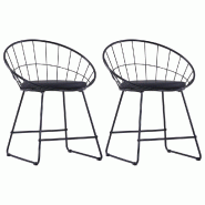 VidaXL Chaises à manger Siège en similicuir lot de 2 noir acier Modèle Cascade Horizon - 247274