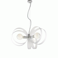 BeLight Suspension Peter fer blanc, bandes découpées laser, câble acier réglable, 3 lumières d.48 cm, style épuré élégant - blanc 8050713218126
