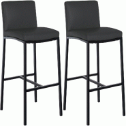 CLP Lot de 2 tabourets de bar Freeport Gris foncé/Similicuir - gris polyester 327328
