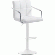 CLP Tabouret de bar Lucy V2 en similicuir avec Piètement en Métal Blanc /Blanc - blanc polyester 315665 CLP Tabouret de bar Lucy V2 en similicuir avec Piètement en Métal Blanc /Blanc - blanc polyester 315665