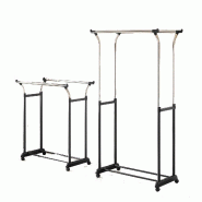 COSTWAY Portemanteau à roulettes, double tringle réglable en hauteur, 2 rangées, hauteur réglable - argenté métal VL32550