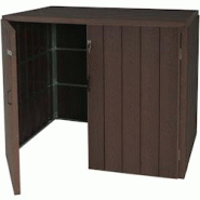 Décoshop26 - Abri de poubelles extérieur conteneurs à ordures 117x142x102 cm jusqu'à 4 bacs en aspect bois métal marron 04_0001626 - marron 30006 Décoshop26 - Abri de poubelles extérieur conteneurs à ordures 117x142x102 cm jusqu'à 4 bacs en aspect bois métal marron 04_0001626 - marron 30006