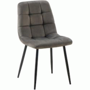 Décoshop26 - Chaise de salle à manger x1 coutures forme carrées en velours anthracite pieds en métal noir 10_0001969 - noir 3000250772556 Décoshop26 - Chaise de salle à manger x1 coutures forme carrées en velours anthracite pieds en métal noir 10_0001969 - noir 3000250772556
