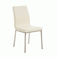Décoshop26 - Chaise de salle à manger x1 style épuré en PVC crème et acier inoxydable 10_0002008 - beige inox 3000250790925
