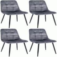 Décoshop26 - Lot de 4 chaises de salle à manger style moderne et confortable en tissu velours gris foncé et métal noir 10_0001787 - gris métal 30