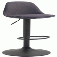 Décoshop26 - Tabouret de bar x1 moderne et confortable assise en tissu gris foncé pieds en métal noir 10_0006076 - gris métal 3000265375827