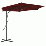 Helloshop26 - Parasol d'extérieur avec mât en acier 300 x 230 cm rouge bordeaux 02_0008207 - rouge acier 3000439047765
