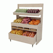 LES ARTISANS DU BOIS Présentoir fruits&légumes Déclic 3N naturel verni l130xp67,5xh150cm - Bois massif 1RET0723N