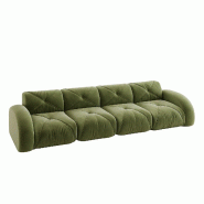 Merax Canapé modulable 4 places, canapé nuage avec accoudoirs ronds, chenille douce, sans cadre près du sol, canapé lounge, vert - vert multi-mat�_0