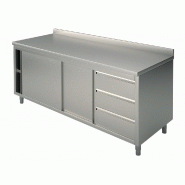 Table armoire neutre inox avec 1 tiroir à droite et 2 portes 1200x6... - STNAC36012