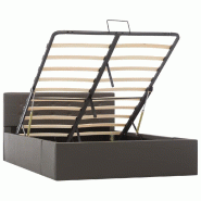 VidaXL Cadre de lit à rangement hydraulique Gris Similicuir 120x200 cm Modèle Rervonia - 285524