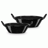 Wellhome Well Home - Set de 2 Poêles à Paella Profondes à Bord Haut Jaspeada en Acier Émaillé Ø28/32 cm - acier PK11182