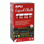 Apli Boîte de 12 marqueurs à craie liquide, pointe ronde 5,5 mm, blanc - 8410782150435