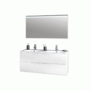 AQA Design Composition de la salle de bain en mélamine double baignoire LARISSA blanc mat L.121 P.46,5 H.190 MPLA40-O1 - blanc Bois manufacturé MPLA