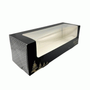 Boîte à bûche avec fenêtre décor Elégance 340x110x110mm par 25 pièces JORIDEAL - noir en carton 3519401652345 Boîte à bûche avec fenêtre décor Elégance 340x110x110mm par 25 pièces JORIDEAL - noir en carton 3519401652345