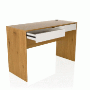 Bureau BERGA 120 x 50 x 78 cm 2 tiroirs blanc/chêne hjh LIVING - marron multi-matériau 926003