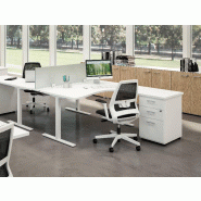 Bureau d'angle IdeaTube avec retour + caisson - Quadrifoglio - Blanc 9010, 180, Blanc, Droite