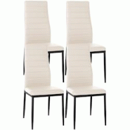 Décoshop26 - Lot de 4 chaises de salle à manger design simple en synthétique crème avec couture cadre en métal noir CDS10406 - noir 3002482532694 Décoshop26 - Lot de 4 chaises de salle à manger design simple en synthétique crème avec couture cadre en métal noir CDS10406 - noir 3002482532694