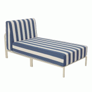 Méridienne rayée pour salon de jardin modulable en tissu bleu pacific - bleu aluminium 114825