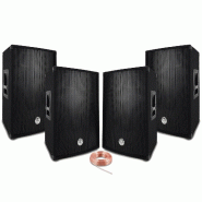 Pack Sono Sound 2400W Total - 4 Enceintes passives BM SONIC BMS 600W Noir -  Câbles HP - Soirée - Anniversaire - Mariage - DJ - 3666638038739
