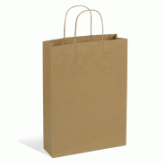 Sac 3 bouteilles kraft brun poignées torsadées 27+9x38cm par 100 - marron en carton 3700481693339