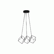 Suspension en métal peint noir mat, diffuseur sphérique en verre blanc, 3 ampoules G9 max. 28 W, hauteur réglable jusqu'à 200 cm - Perenz - noir 8