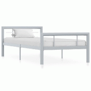 VidaXL Cadre de lit sans matelas gris et blanc métal 90x200 cm Modèle Zerlénis - 284556