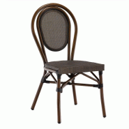 Bistromania BOULEVARD chaise terrasse aluminium textilène noir noyer L45 P57 H88 cm - noir aluminium EA032