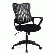 COSTWAY Chaise Bureau Ergonomique, Dossier en Mesh Respirant, Pivotante Réglable en Hauteur avec Bascule - noir métal ON33224PW