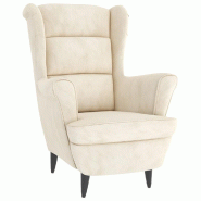 Décoshop26 - Fauteuil lounge fauteuil de salon chambre avec accoudoirs design moderne en velours crème blanc DEC026853 - beige 3000256043186