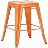 Décoshop26 - Tabouret de bar x1 hauteur 76 cm design industriel structure robuste à quatre pieds métal orange 10_0005667 - métal 3000265147264