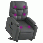 Fauteuil inclinable de massage électrique gris similicuir Modèle Pelvarine - 8721012171701