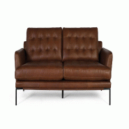 GINER Y COLOMER SL Canapé 3 places Kefrén en cuir 83 cm x 200 cm x 90 cm - marron fourrure 10006