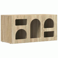 Helloshop26 - Meuble TV moderne avec rangement ouvert et caché 80 x 35 x 40 cm en bois d'ingénierie chêne sonoma 02_0054766 - vert Bois massif 3000