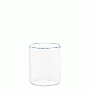 Lot de 6 Verres Tumbler Intrecci en Verre Borosilicate Soufflé à la Main, Finition Blanc et Bleu, Design Élégant et Résistant aux Chocs Thermique