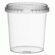 Pot rond transparent avec couvercle inviolable 870cc Ø 11,8x12,6cm - par 200