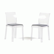 RATTATAN Lot de 2 chaises en polycarbonate avec coussin rembourré, design moderne,transparentes et résistantes,pour salle à manger,cuisine,restaura RATTATAN Lot de 2 chaises en polycarbonate avec coussin rembourré, design moderne,transparentes et résistantes,pour salle à manger,cuisine,restaura