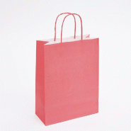 Sac kraft framboise poignées torsadées coordonnées 22x10x29 cm - par 50