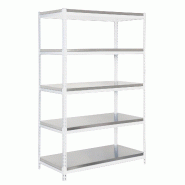 SimonRack Rayonnage industriel, 2000x1200x600 mm, 300 kg au point de flexion, 5 étagères métalliques, rayonnage garage, Blanc/Galvanisé- Bricofort