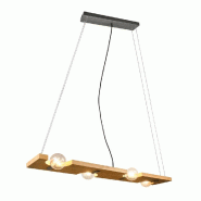 Suspension 4xE27, max. 10W, Bois Naturel - 115 cm - Trio - Tailor - gris 4017807538915