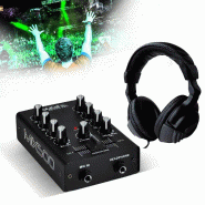 Table de mixage Dj Sono 2 canaux 3 entrées IBIZA SOUND MIX500 + Casque audio - 3701123913013