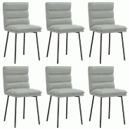 VidaXL Chaises à manger lot de 6 gris clair velours Modèle Tivoli - 3315652