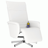 VidaXL Fauteuil inclinable de massage repose-pieds blanc similicuir Modèle Zarnelis - 8721012044364