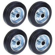 Roues 100mm 4" en caoutchouc noir avec centre en acier pressé 90kg - Lot de 4 Roues 100mm 4" en caoutchouc noir avec centre en acier pressé 90kg - Lot de 4