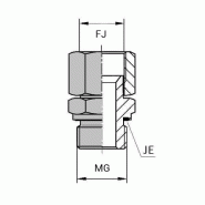 Adaptateurs - Droit femelle tournant JIC - X mâle gaz cylindrique - 3/4' , 17.33 , 3/8' , 16.66