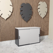 Armoire basse à portes coulissantes Mobel Linea. - 100, Gris aluminium, Gris anthracite_0