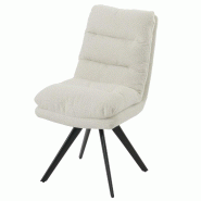 Décoshop26 - Chaise de salle à manger chaise de cuisine pivotante position automatique tissu/textile bouclé blanc crème 04_0006284 - beige 3000261