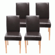 Décoshop26 - Lot de 4 chaises de salle à manger synthétique marron pieds clairs CDS04140 - marron 3000073887543