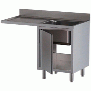 Diamond - Plonge 1 cuve, égouttoir à gauche, sur armoire 1 porte battante et espace lave vaisselle - réf. L1411/VAD-SS3 - inox AKS-L1411/VAD-SS3